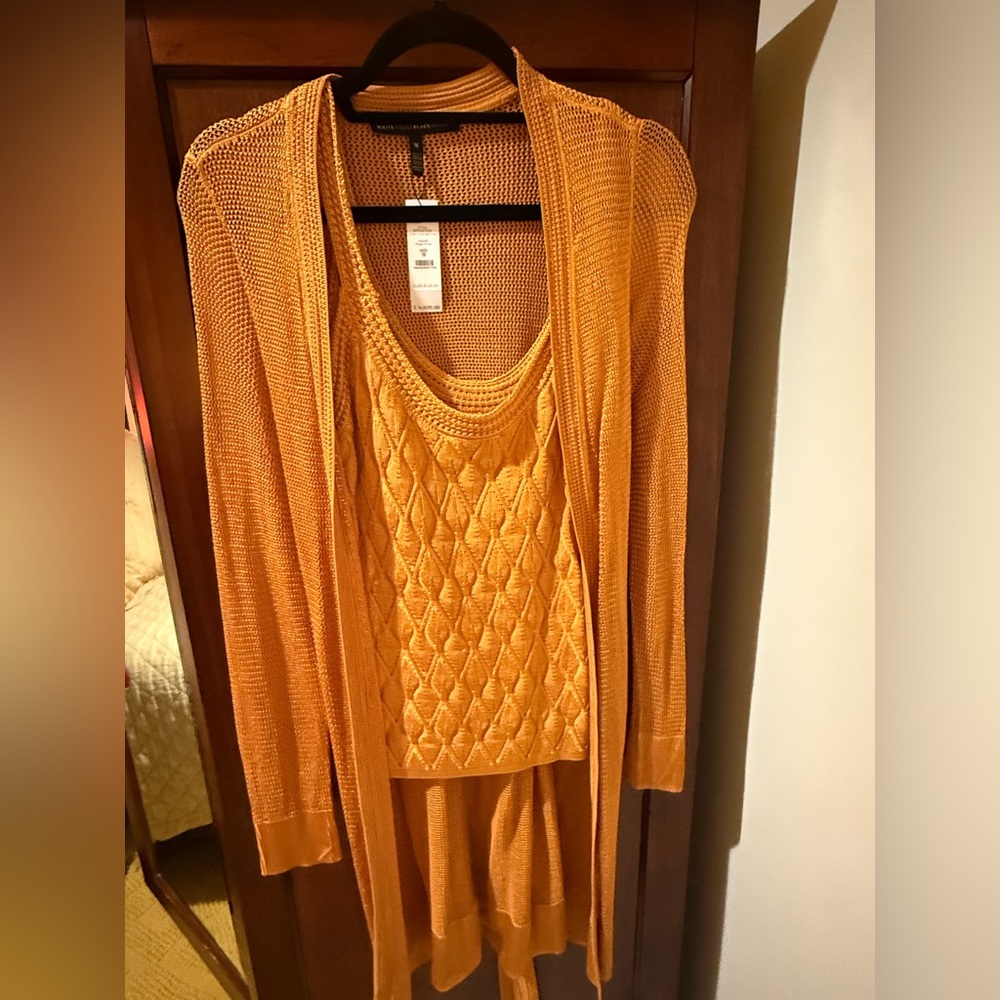 WHBM Knit Tank and Cardigan Bronze / Gold Set